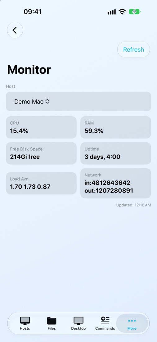 CPU, memory and disk of the Mac