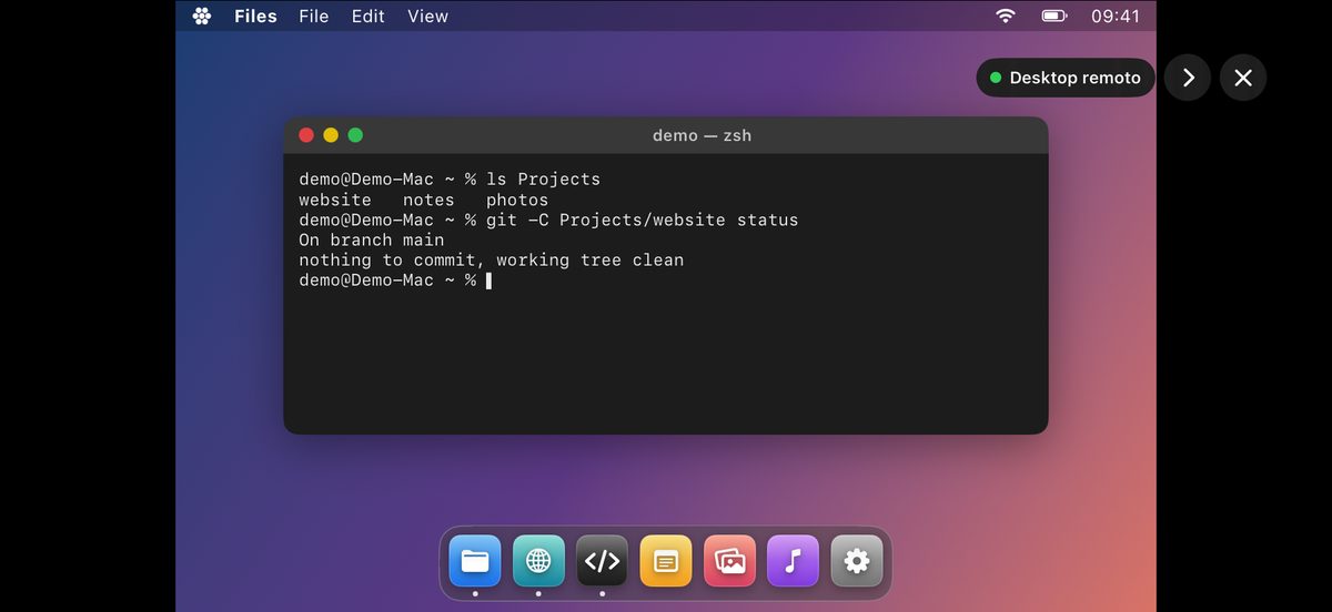 Il desktop del Mac su un iPhone girato